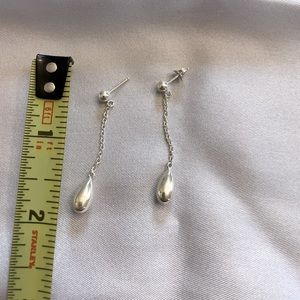 Silver drop earrings - 1.5 inches long